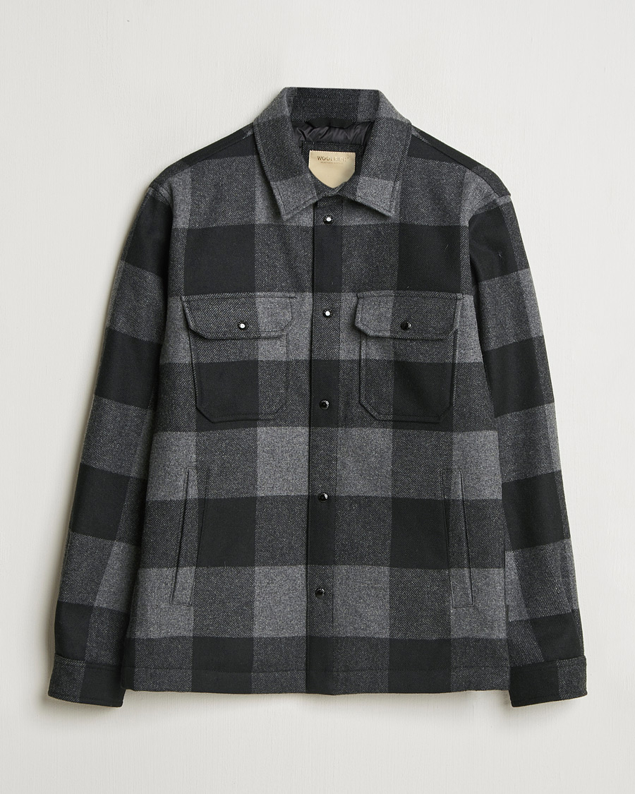 Uomini | Giacche | Woolrich | Alaskan Melton Wool Overshirt Charcoal Buffalo