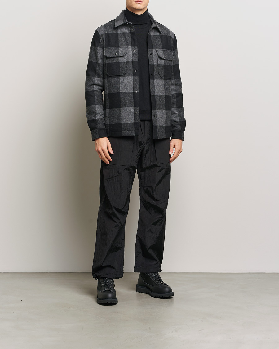 Uomini | Giacche | Woolrich | Alaskan Melton Wool Overshirt Charcoal Buffalo