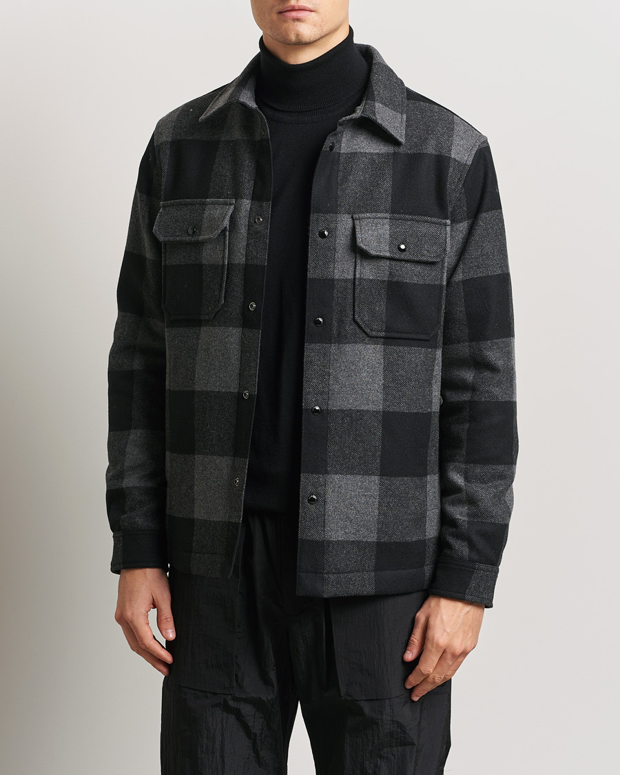 Uomini | Giacche | Woolrich | Alaskan Melton Wool Overshirt Charcoal Buffalo