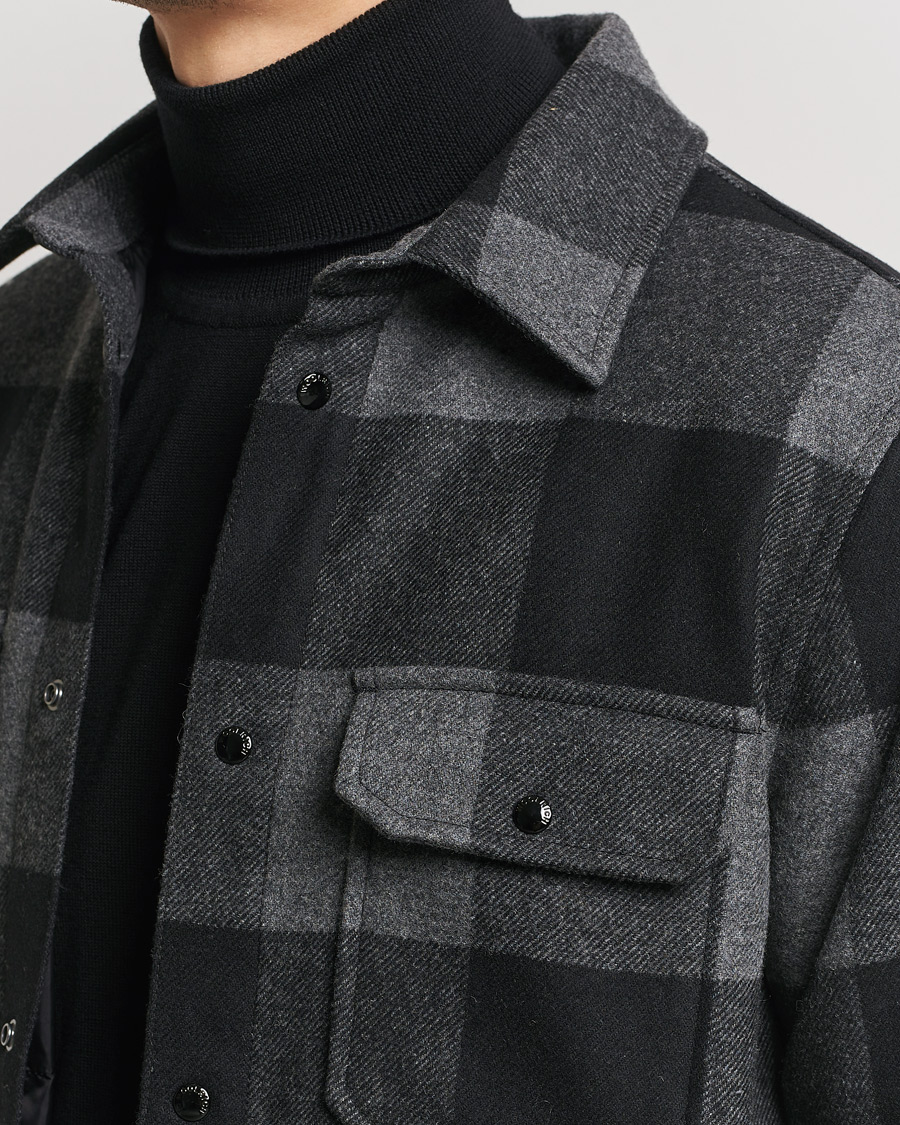 Uomini | Giacche | Woolrich | Alaskan Melton Wool Overshirt Charcoal Buffalo
