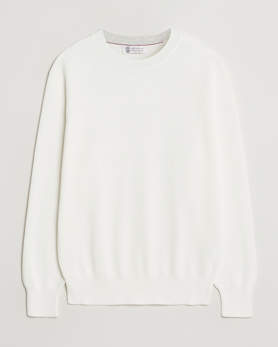 Uomini | Maglieria | Brunello Cucinelli | Cotton Rib Crew Neck Panama