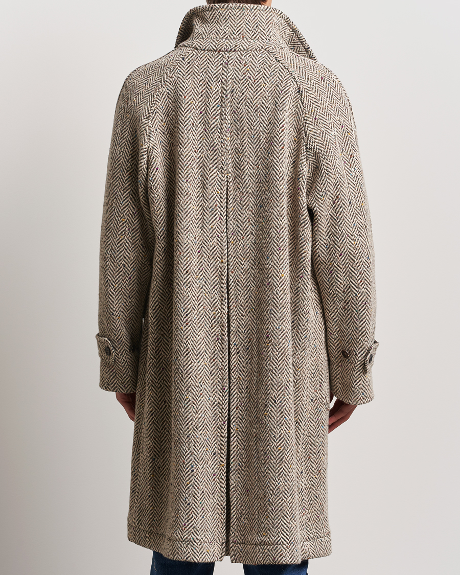 Uomini | Giacche | Drake's | Herringbone Tweed Raglan Coat Oat Fleck