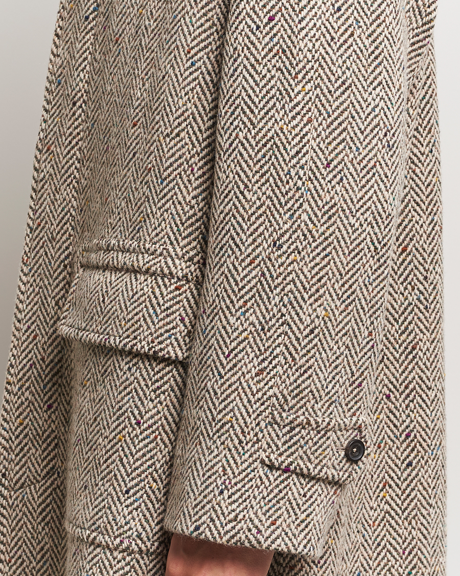 Uomini | Giacche | Drake's | Herringbone Tweed Raglan Coat Oat Fleck