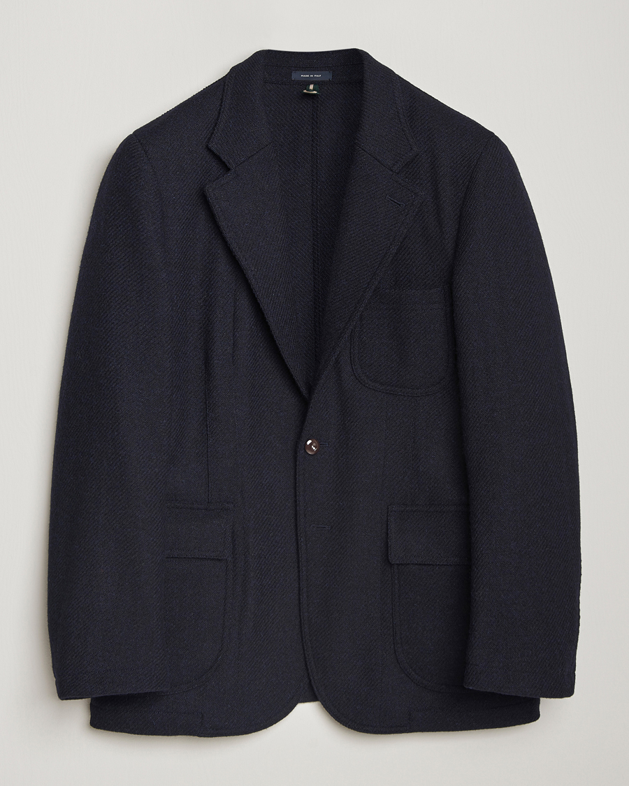 Uomini | Blazers | Drake's | MKVII Harris Tweed Blazer Navy