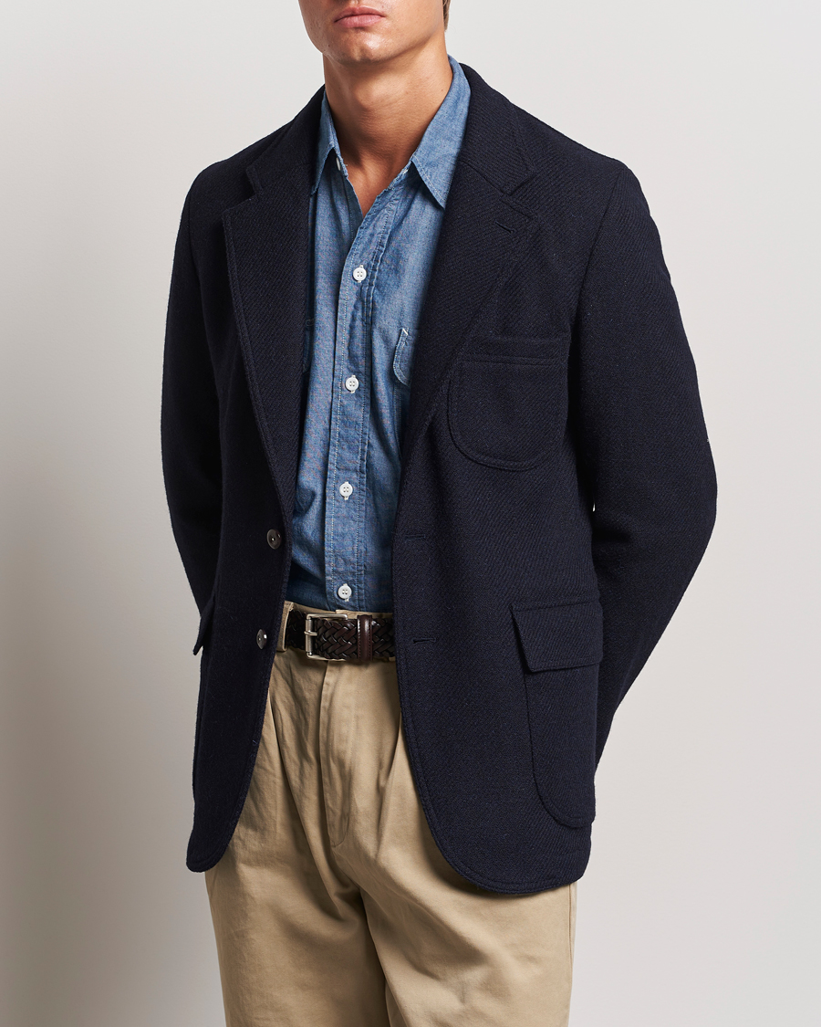 Uomini | Blazers | Drake's | MKVII Harris Tweed Blazer Navy