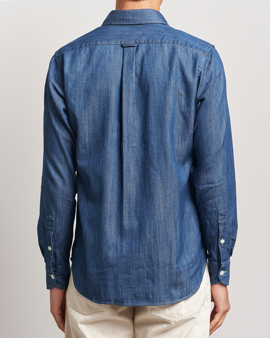 Uomini | Camicie | Drake's | Denim Cotton Two Pocket Work Shirt Blue