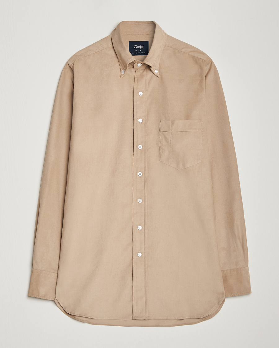 Uomini | Camicie | Drake's | Button Down Corduroy Shirt Ecru