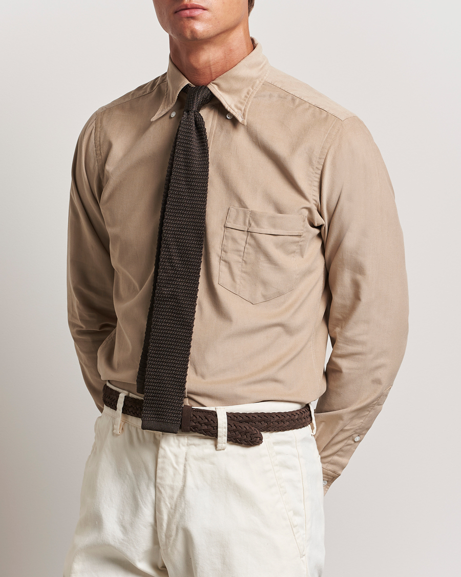 Uomini | Camicie | Drake's | Button Down Corduroy Shirt Ecru