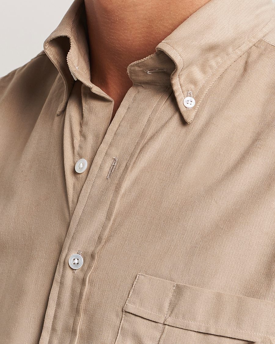 Uomini | Camicie | Drake's | Button Down Corduroy Shirt Ecru