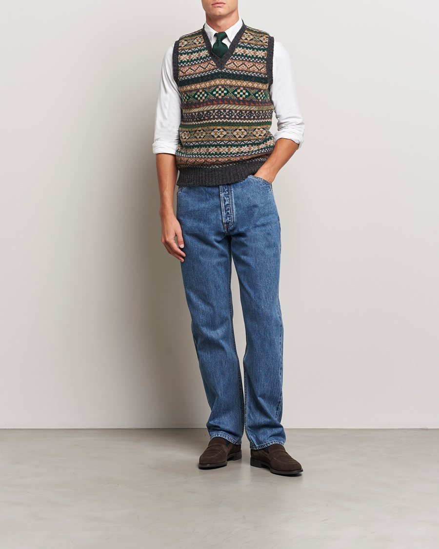 Uomini | Maglieria | Drake's | Fairisle Wool Vest Purple Multi