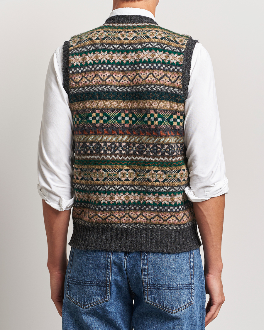 Uomini | Maglieria | Drake's | Fairisle Wool Vest Purple Multi