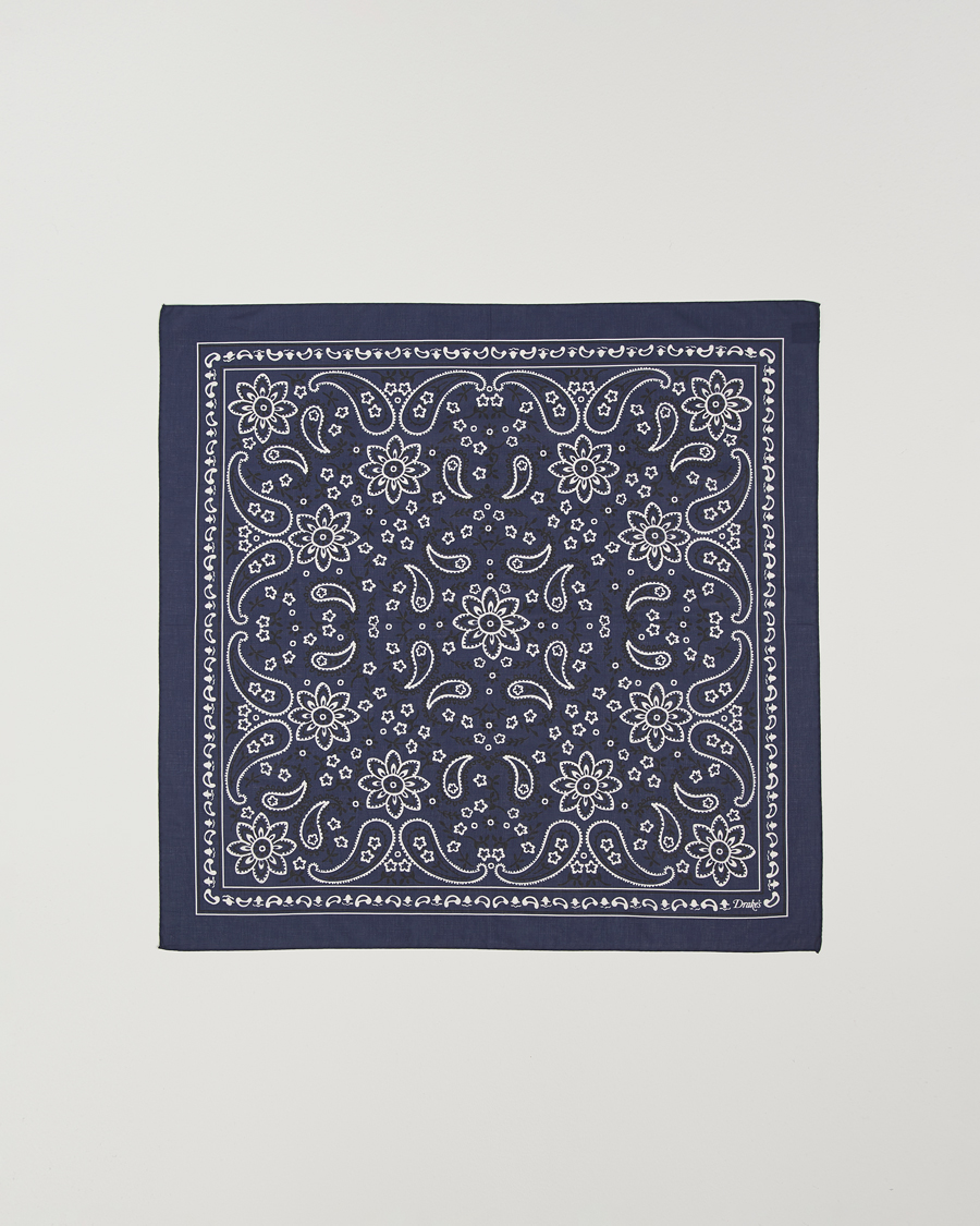 Uomini | Sciarpe | Drake's | Classic Paisley Bandana Navy