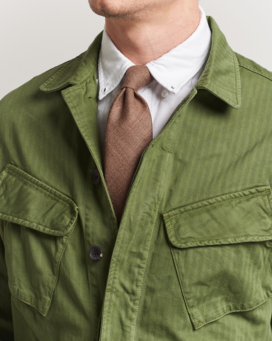 Uomini | Cravatte | Drake's | Drake'sSilk Tussah Handrolled TieCoffee