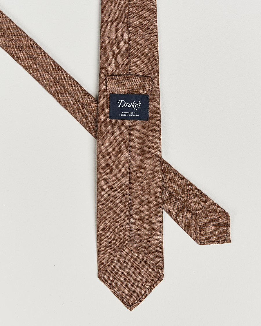 Uomini | Cravatte | Drake's | Drake'sSilk Tussah Handrolled TieCoffee