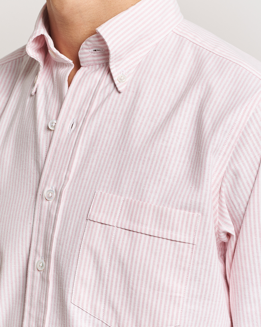 Uomini | Camicie | Drake's | Striped Button Down Oxford Shirt Pink
