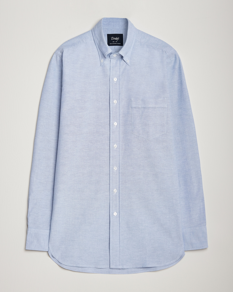 Uomini | Camicie | Drake's | Button Down Oxford Shirt Blue