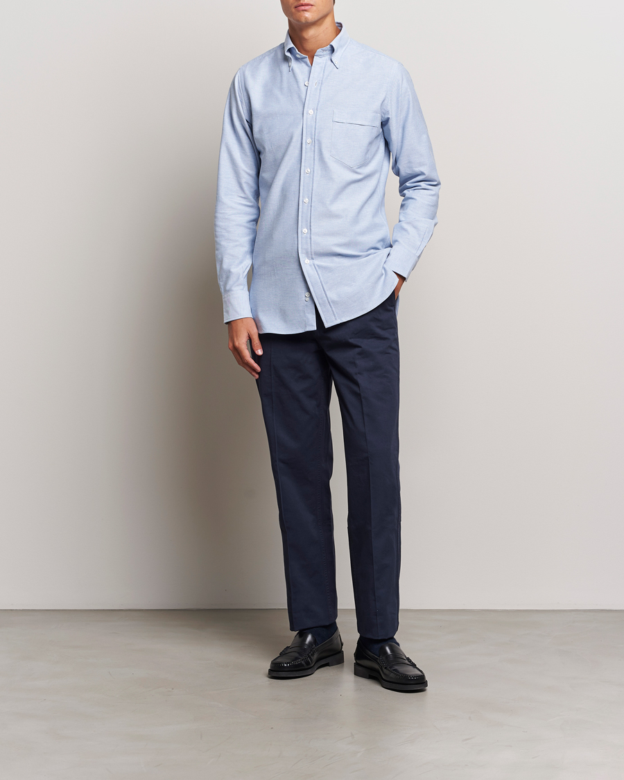 Uomini | Camicie | Drake's | Button Down Oxford Shirt Blue