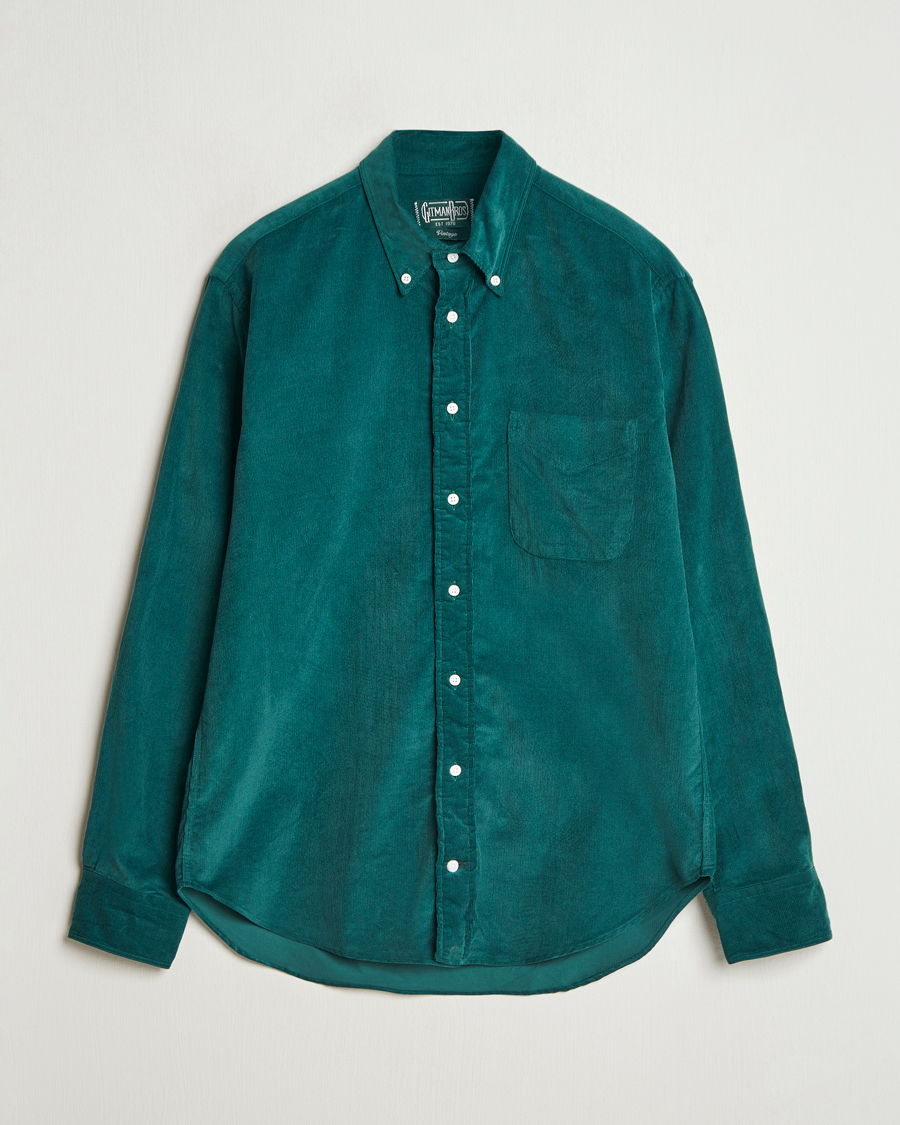 Uomini | Camicie | Gitman Vintage | Button Down Corduroy Shirt Emerald