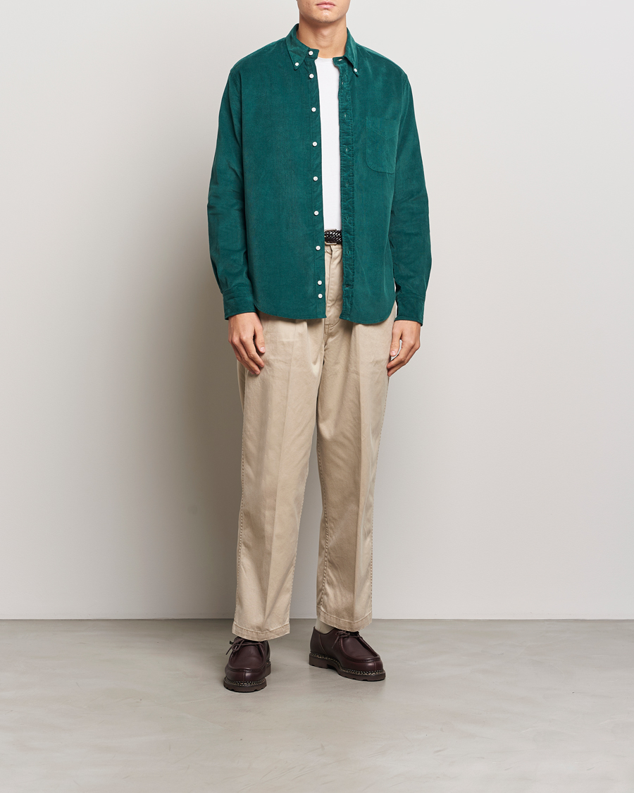 Uomini | Camicie | Gitman Vintage | Button Down Corduroy Shirt Emerald