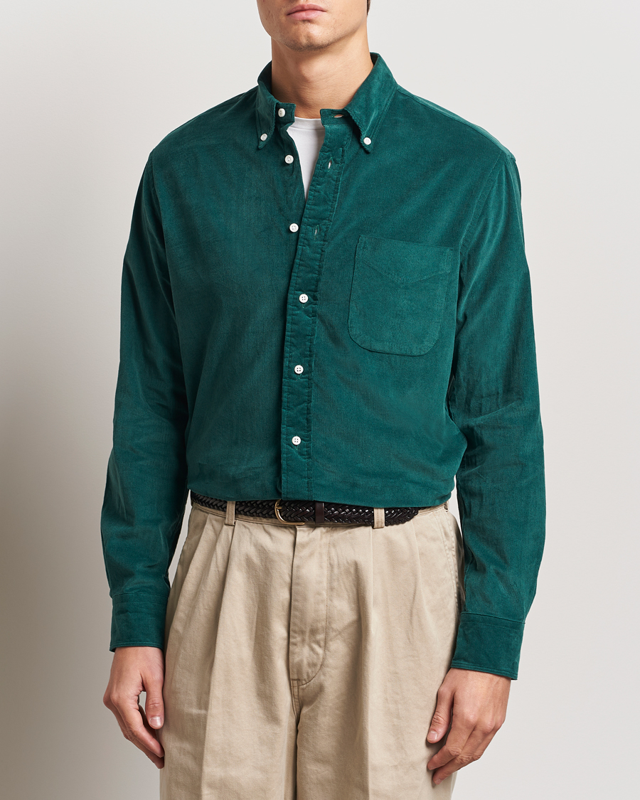 Uomini | Camicie | Gitman Vintage | Button Down Corduroy Shirt Emerald