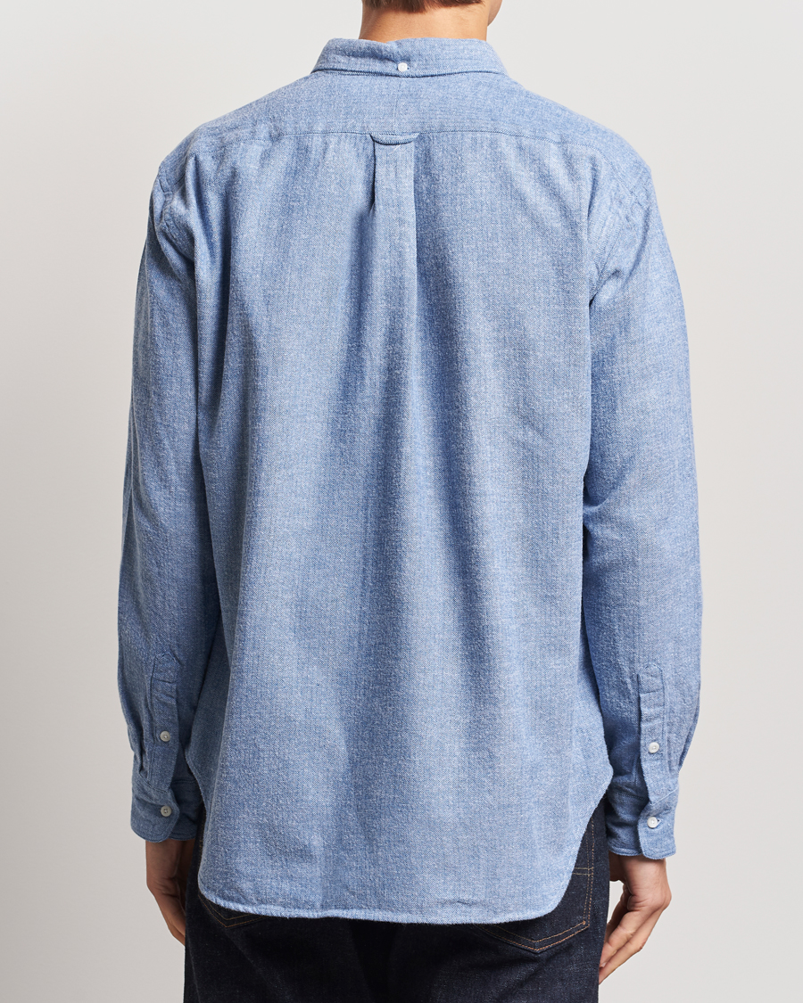 Uomini | Camicie | Gitman Vintage | Button Down Shetland Flannel Shirt Light Blue