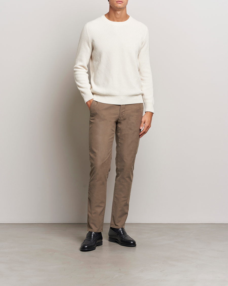 Uomini | Pantaloni | Incotex | Slim Fit Garment Dyed Slacks Brown