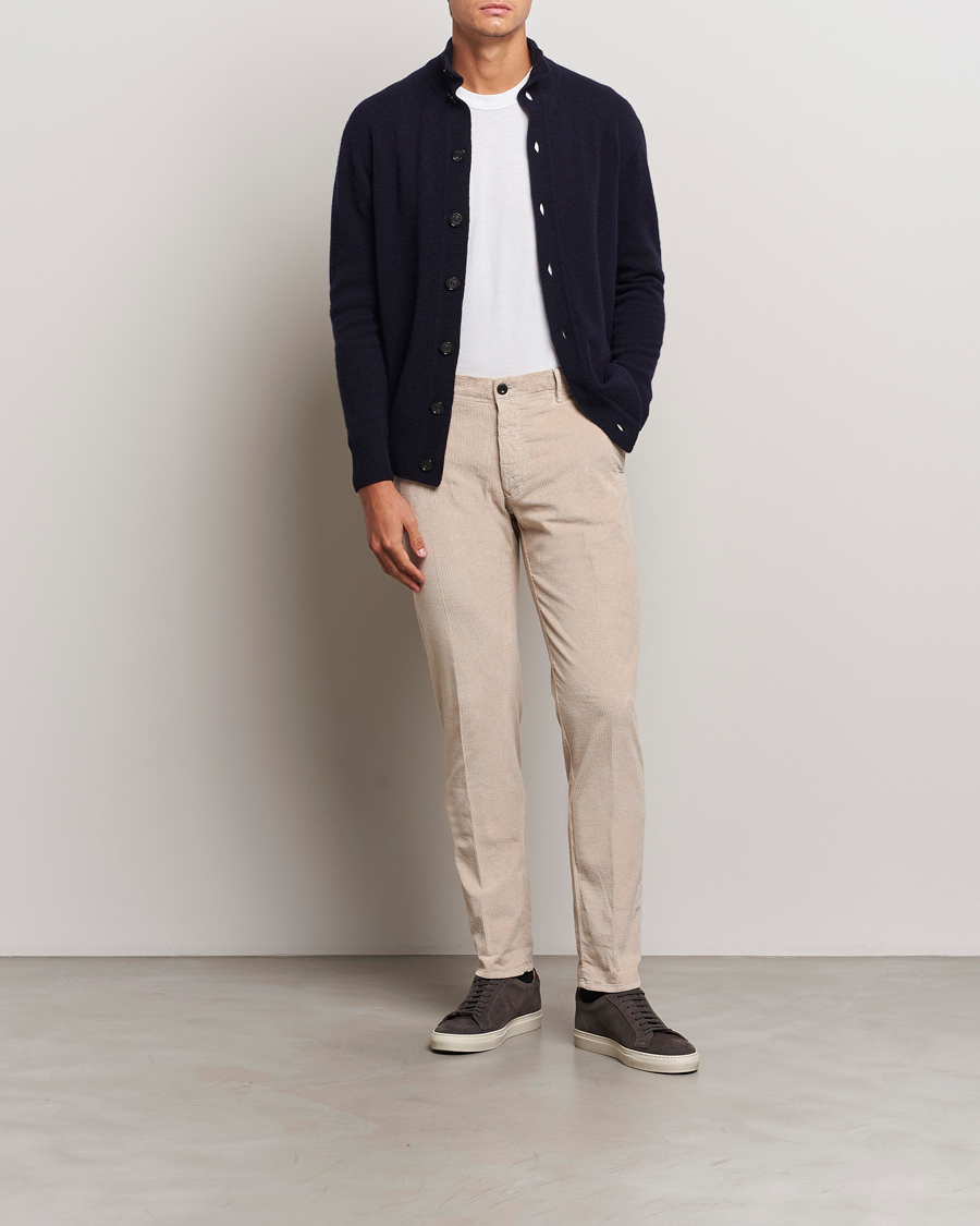 Uomini | Pantaloni | Incotex | Slim Fit Leisure Cord Slacks Light Beige