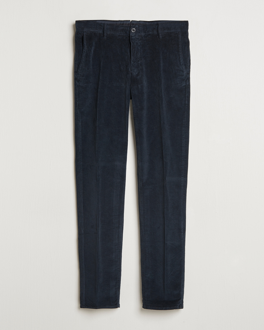 Uomini | Pantaloni | Incotex | Slim Fit Leisure Cord Slacks Navy