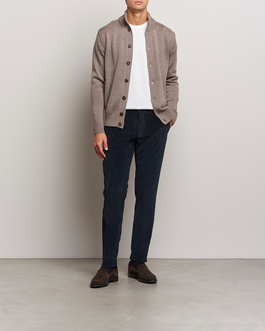 Uomini | Pantaloni | Incotex | Slim Fit Leisure Cord Slacks Navy