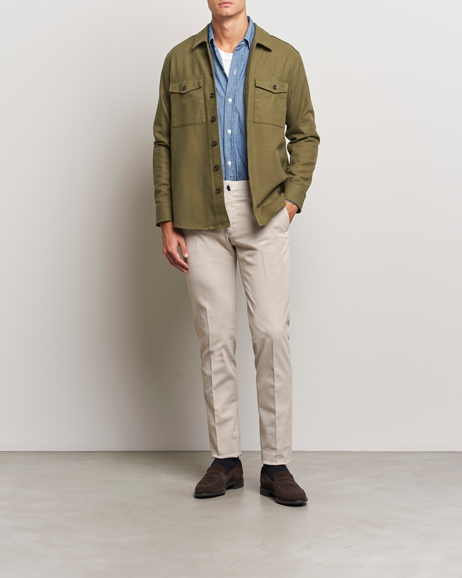 Uomini | Pantaloni | Incotex | Slim Fit Cotton Stretch Chinos Light Beige