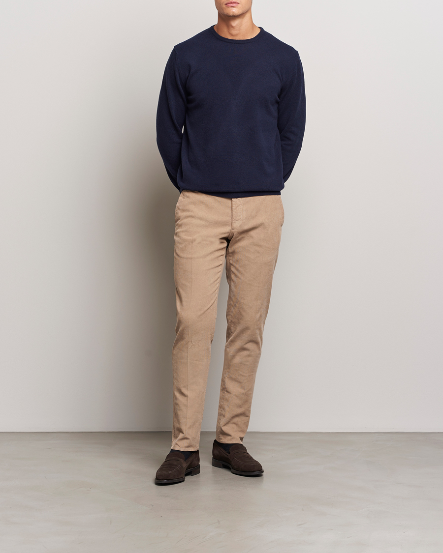 Uomini | Pantaloni | Incotex | Slim Fit Baby Corduroy Trousers Beige