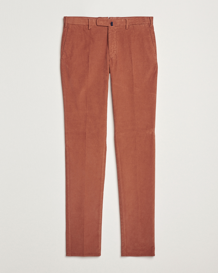 Uomini | Pantaloni | Incotex | Slim Fit Baby Corduroy Trousers Vintage Red