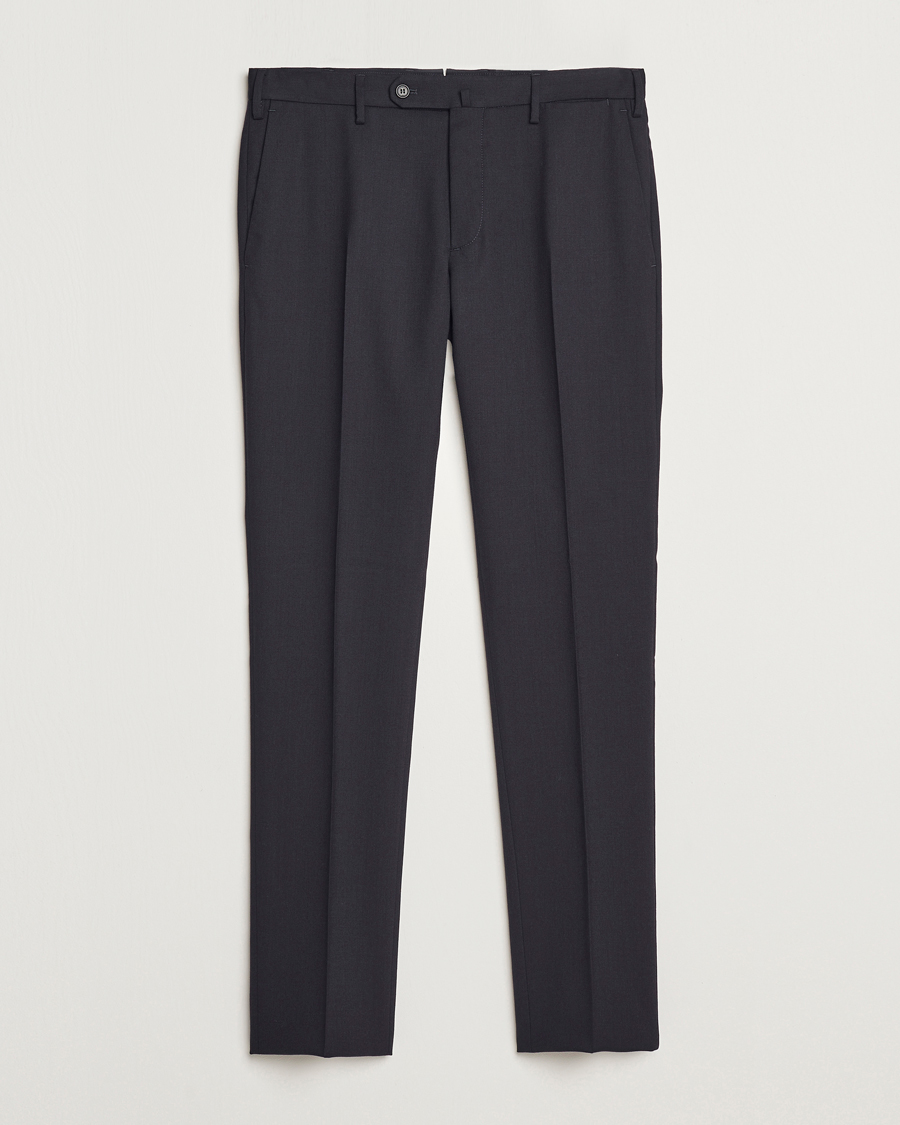 Uomini | Pantaloni | Incotex | Silm Fit Washable Flannel Trousers Navy