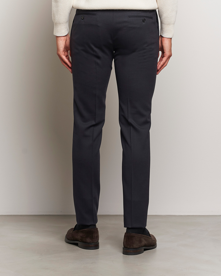 Uomini | Pantaloni | Incotex | Silm Fit Washable Flannel Trousers Navy