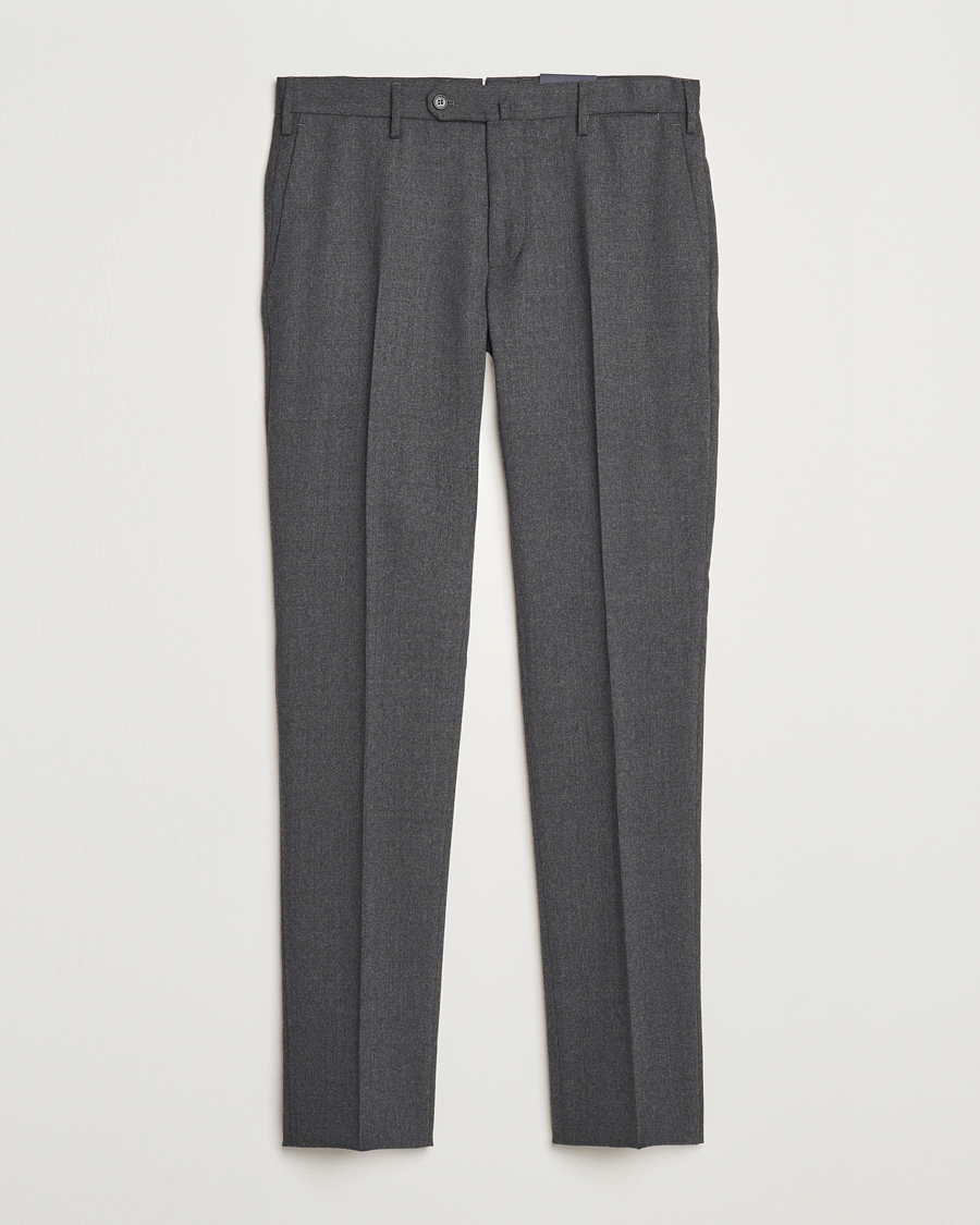 Uomini | Pantaloni | Incotex | Silm Fit Washable Flannel Trousers Dark Grey