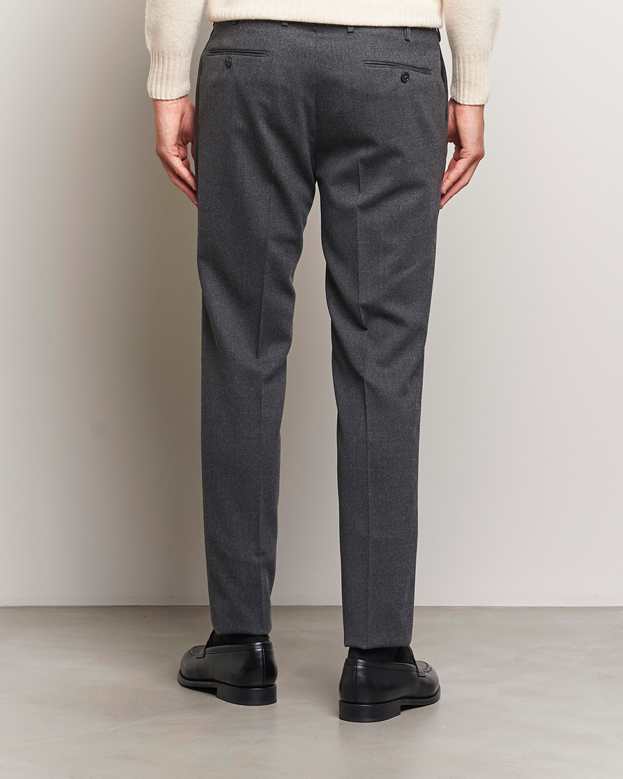 Uomini | Pantaloni | Incotex | Silm Fit Washable Flannel Trousers Dark Grey