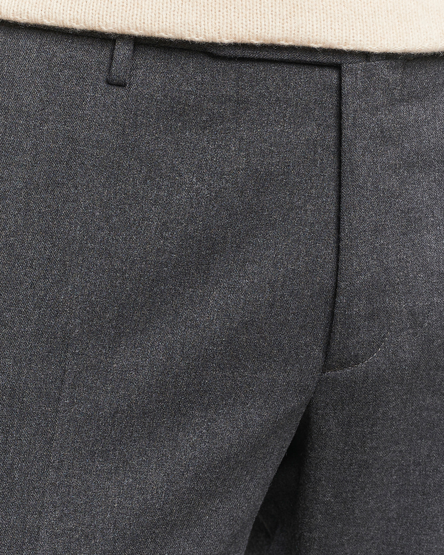 Uomini | Pantaloni | Incotex | Silm Fit Washable Flannel Trousers Dark Grey