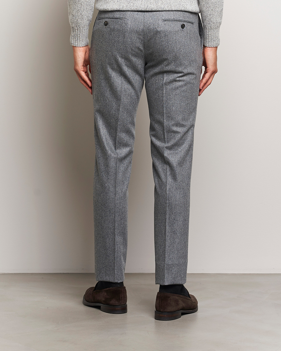 Uomini | Pantaloni | Incotex | Slim Fit Carded Flannel Trousers Grey Melange