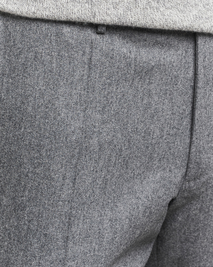 Uomini | Pantaloni | Incotex | Slim Fit Carded Flannel Trousers Grey Melange