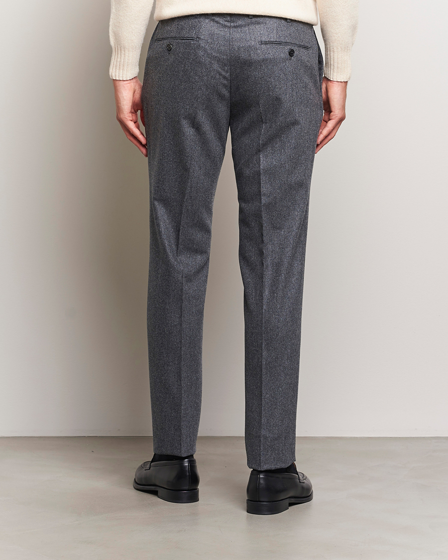 Uomini | Pantaloni | Incotex | Slim Fit Carded Flannel Trousers Dark Grey