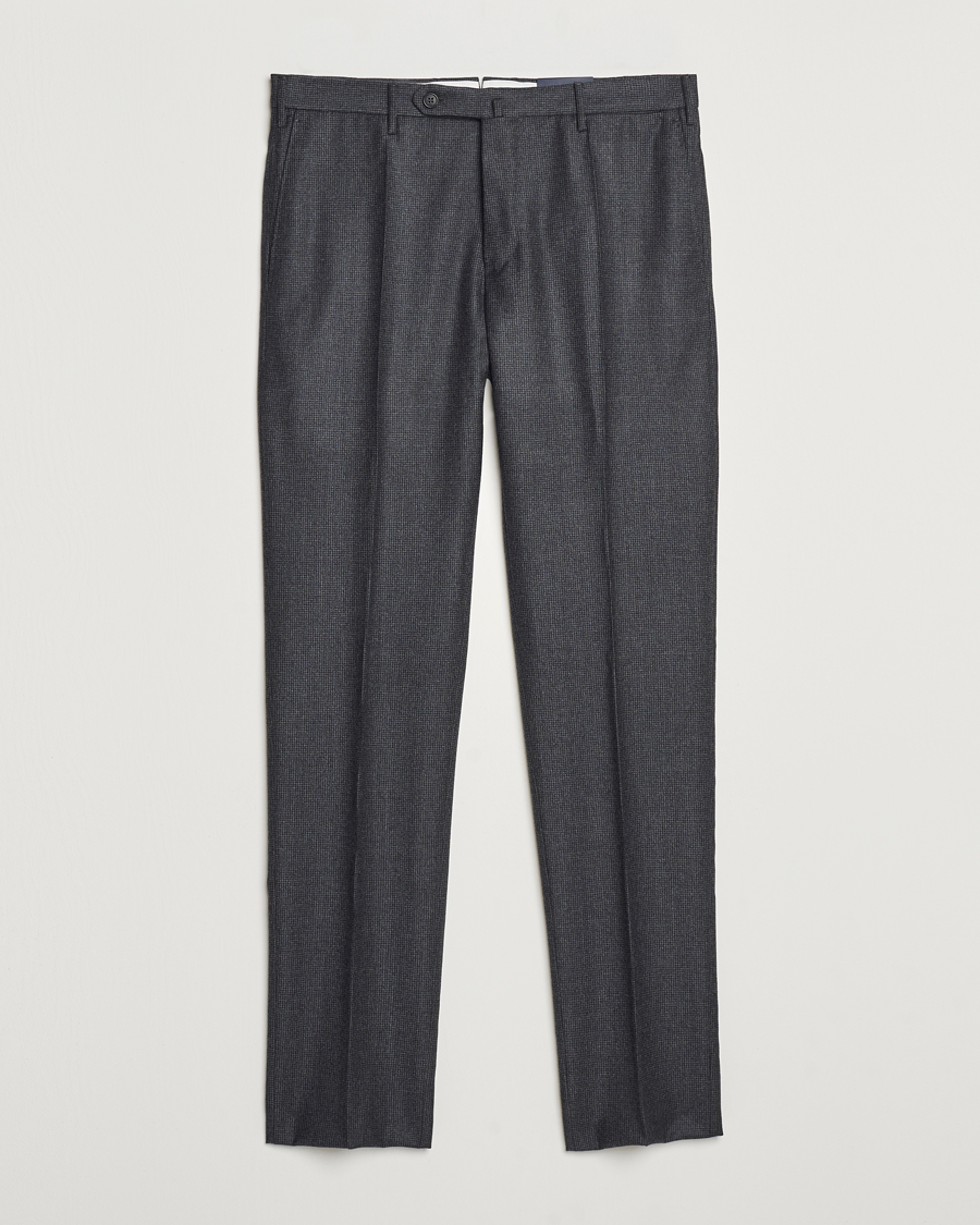 Uomini | Pantaloni | Incotex | Slim Fit Houndstooth Flannel Trousers Light Grey