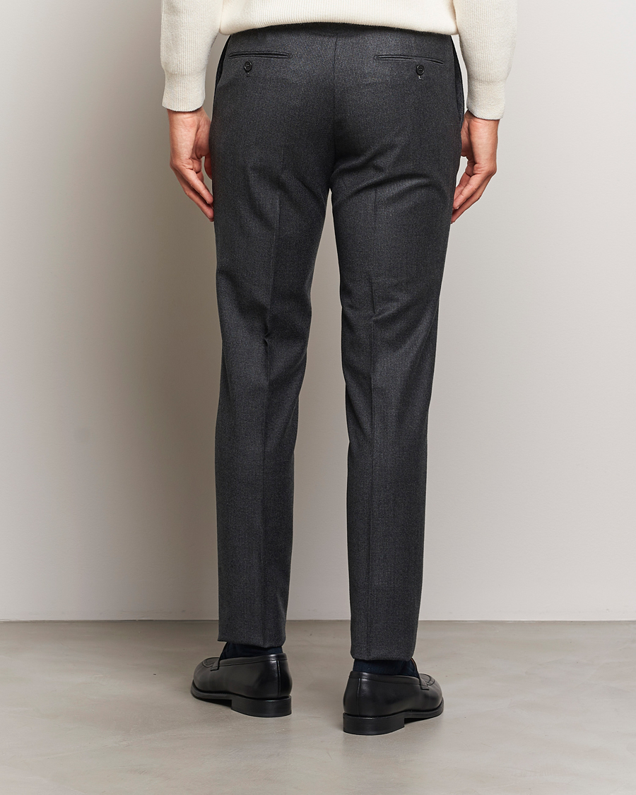 Uomini | Pantaloni | Incotex | Slim Fit Houndstooth Flannel Trousers Light Grey