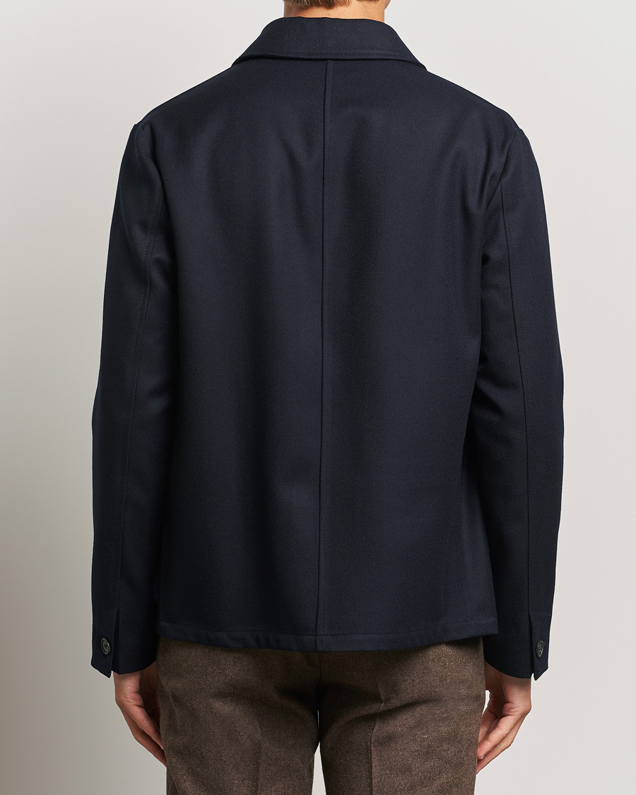 Uomini | Giacche | Incotex | Wool Cover Shirt Jacket Navy