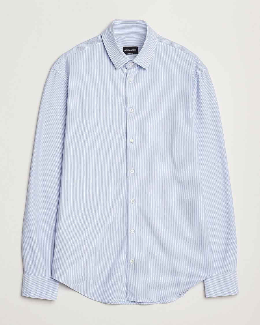 Uomini | Camicie | Giorgio Armani | Jersey Stretch Shirt Light Blue Stripe
