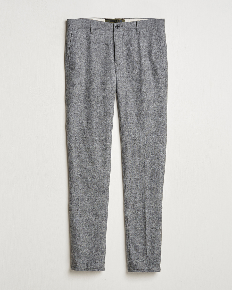 Uomini | Pantaloni | Incotex | Slim Fit Washed Wool Stretch Slacks Light Grey