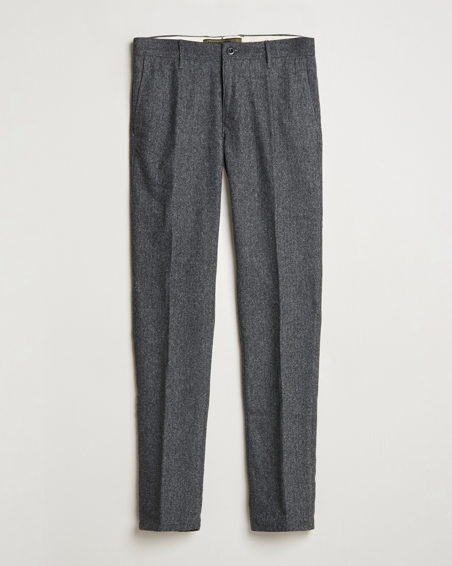 Uomini | Pantaloni | Incotex | Slim Fit Washed Wool Stretch Slacks Dark Grey