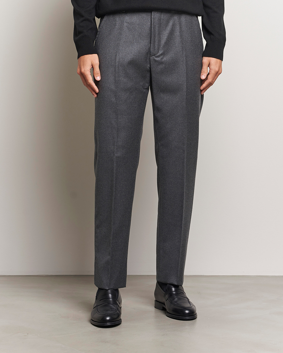 Uomini | Pantaloni | Incotex | Regular Fit Flannel Trousers Grey
