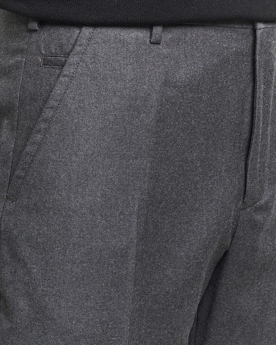 Uomini | Pantaloni | Incotex | Regular Fit Flannel Trousers Grey