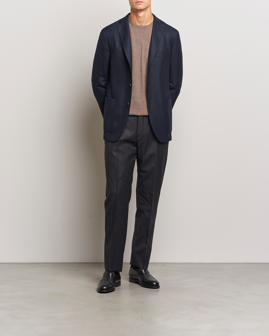 Uomini | Pantaloni | Incotex | Regular Fit Flannel Trousers Charcoal