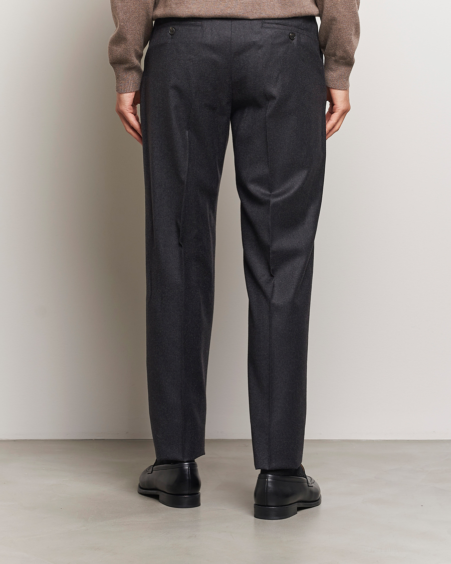 Uomini | Pantaloni | Incotex | Regular Fit Flannel Trousers Charcoal